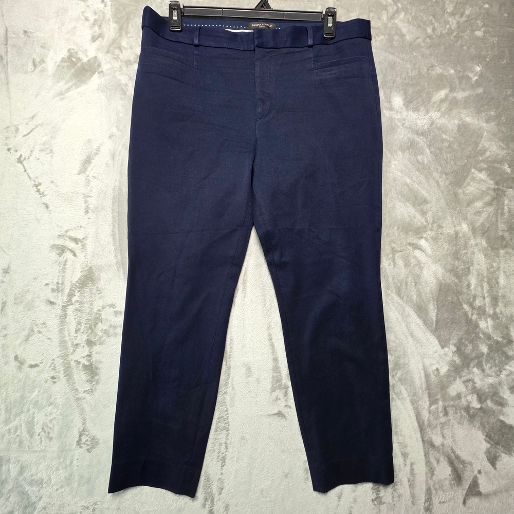 Banana Republic Sloan Navy Blue Slim Fit Dress Pants Womens 14 Cotton Stretch